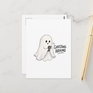 Grappige Halloween-illustratie van een spook Briefkaart