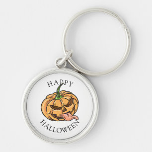 Grappige Halloween Jack O Lantern Pompoen Sleutelhanger