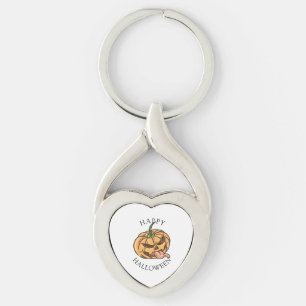 Grappige Halloween Jack O Lantern Pompoen Sleutelhanger