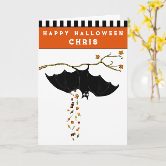Grappige Halloween kaart (Gele Bloem)
