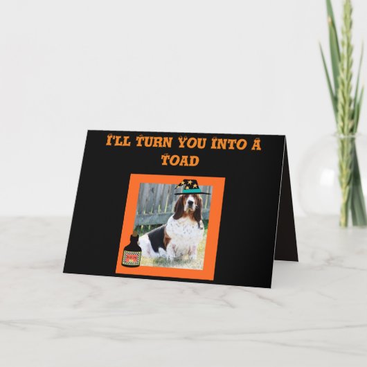 Grappige Halloween Kaart w / Schattigee Basset Wit (Voorkant)