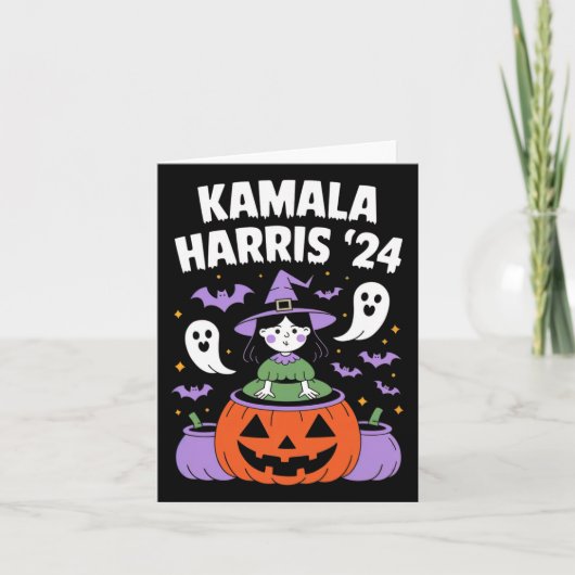 Grappige Halloween Kamala Harris Pompoen 2024 Kaart (Voorkant)