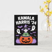 Grappige Halloween Kamala Harris Pompoen 2024 Kaart (Gele Bloem)