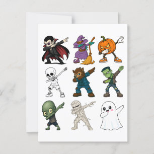 Grappige Halloween karakters dabbing Briefkaart