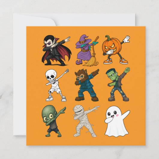 Grappige Halloween karakters dabbing Kaart (Voorkant)