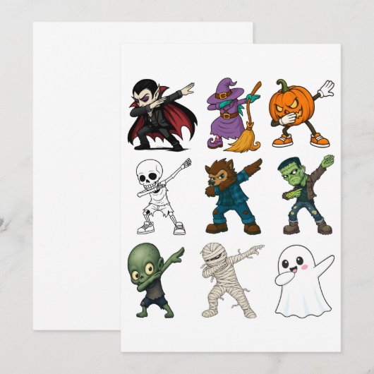Grappige Halloween karakters dabbing Kaart (Voorkant / Achterkant)