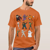 Grappige Halloween karakters dabbing T-shirt (Voorkant)