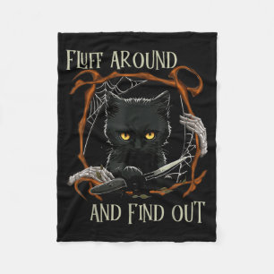 Grappige Halloween Kat Fluff Rondneuzen En Ontdekk Fleece Deken