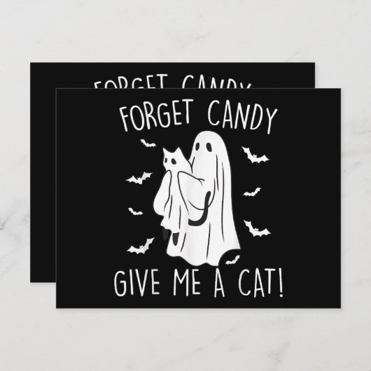 Grappige Halloween Kat Geest Vergeet Snoep Geef Mi Feestdagenkaart (Voorkant / Achterkant)