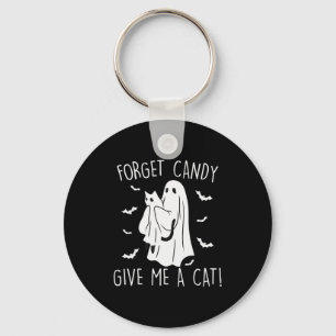 Grappige Halloween Kat Geest Vergeet Snoep Geef Mi Sleutelhanger