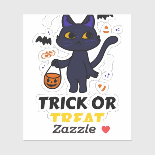 Grappige Halloween kat kostuum Halloween cadeau Sticker (Vel)