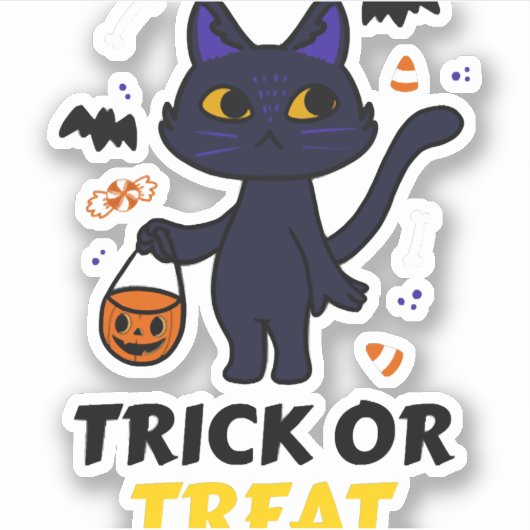 Grappige Halloween kat kostuum Halloween cadeau Sticker (Voorkant)