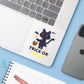 Grappige Halloween kat kostuum Halloween cadeau Sticker (Laptop met iPhone)