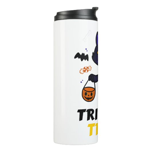 Grappige Halloween kat kostuum Halloween cadeau Thermosbeker (Gedraaid links)