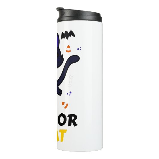 Grappige Halloween kat kostuum Halloween cadeau Thermosbeker (Geroteerd rechts)