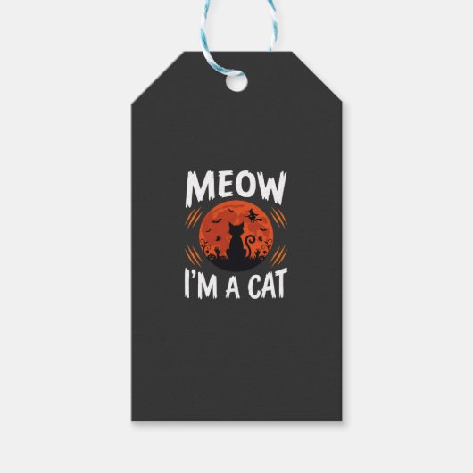 Grappige Halloween Kat Maan Silhouet Grafisch Cadeaulabel (Voorkant)