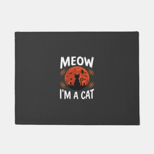 Grappige Halloween Kat Maan Silhouet Grafisch Deurmat (Voorkant)
