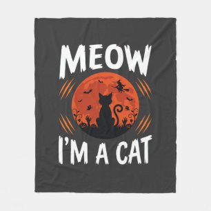 Grappige Halloween Kat Maan Silhouet Grafisch Fleece Deken