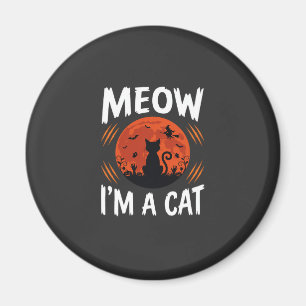 Grappige Halloween Kat Maan Silhouet Grafisch Magneet