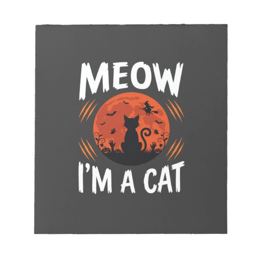 Grappige Halloween Kat Maan Silhouet Grafisch Notitieblok (Voorkant)