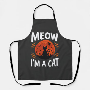 Grappige Halloween Kat Maan Silhouet Grafisch Schort