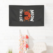 Grappige Halloween Kat Maan Silhouet Grafisch Spandoek (Insitu)
