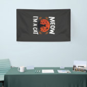 Grappige Halloween Kat Maan Silhouet Grafisch Spandoek (Beurs)