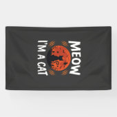 Grappige Halloween Kat Maan Silhouet Grafisch Spandoek (Horizontaal)