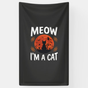 Grappige Halloween Kat Maan Silhouet Grafisch Spandoek