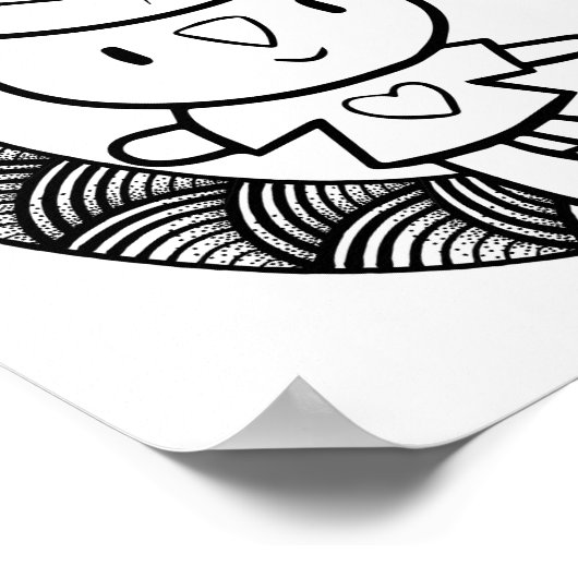 Grappige Halloween kat pop kleurplaat Poster (Hoek)