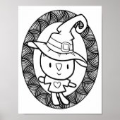 Grappige Halloween kat pop kleurplaat Poster (Voorkant)