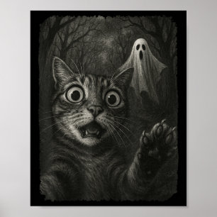 Grappige Halloween kat selfie met Soky Cat spookli Poster