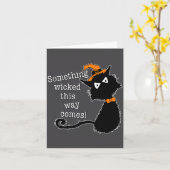 Grappige Halloween Kat - Shakespeare Macbeth Citaa Kaart (Gele Bloem)