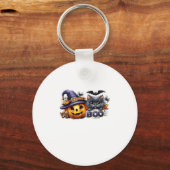 Grappige Halloween-kat sticker � Heksenhoed, Pompo Sleutelhanger (Voorkant)