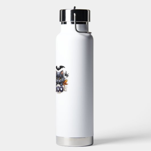 Grappige Halloween Kat Sticker Heksenhoed, Pompoen Waterfles (Links)