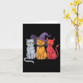 Grappige Halloween Kat Trio Kostuum Heks Mummy Dev Kaart (Gele Bloem)