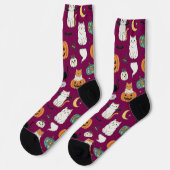 Grappige Halloween katten en pompoenen Sokken (Links)