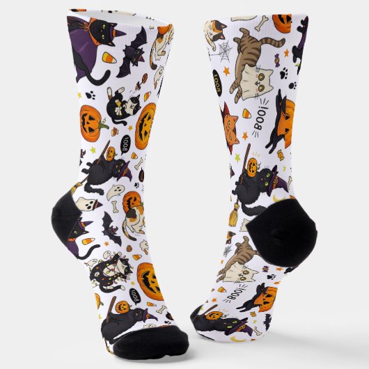 Grappige Halloween Katten Sokken (Gebogen)