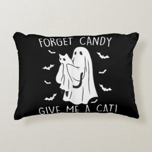 Grappige Halloween Kattengeest Vergeet Snoep Geef  Accent Kussen