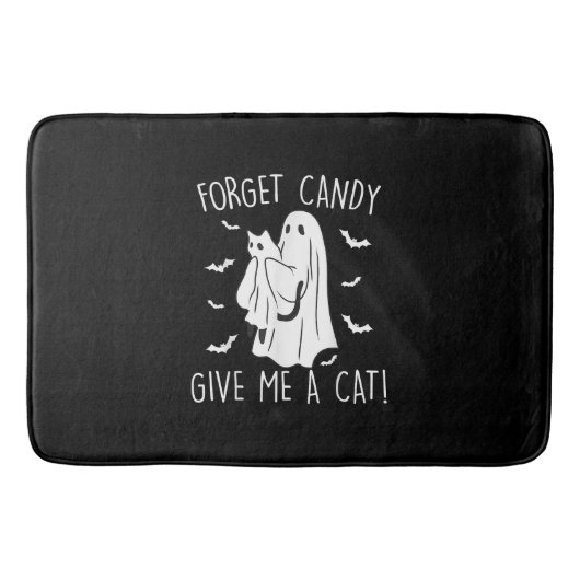 Grappige Halloween Kattengeest Vergeet Snoep Geef Badmat (Voorkant)