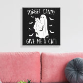 Grappige Halloween Kattengeest Vergeet Snoep Geef Canvas Afdruk (Insitu (Woonkamer))