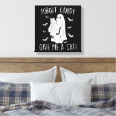 Grappige Halloween Kattengeest Vergeet Snoep Geef Canvas Afdruk (Insitu (Slaapkamer))