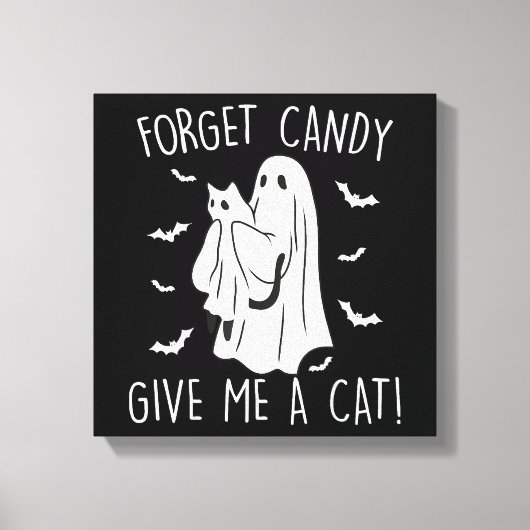 Grappige Halloween Kattengeest Vergeet Snoep Geef Canvas Afdruk (Voorkant)