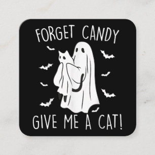 Grappige Halloween Kattengeest Vergeet Snoep Geef Vierkante Visitekaartje