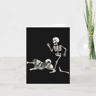 Grappige Halloween Keeshond En Skelet Kaart