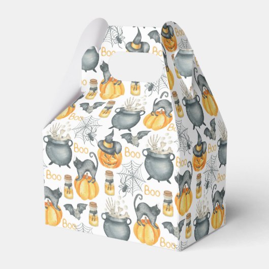 Grappige Halloween ketel en katten patroon Bedankdoosjes (Achterkant)