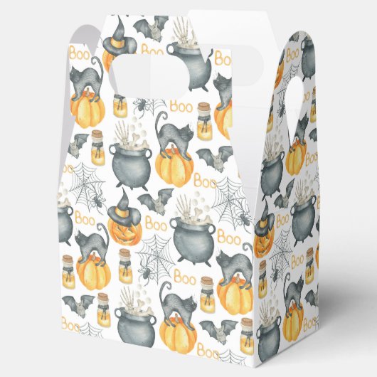 Grappige Halloween ketel en katten patroon Bedankdoosjes (Geopend)