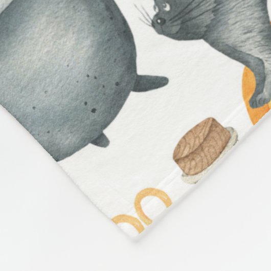 Grappige Halloween ketel en katten patroon Fleece Deken (Hoek)