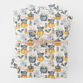 Grappige Halloween ketel en katten patroon Inpakpapier Vel (In situ)