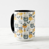 Grappige Halloween ketel en katten patroon Mok (Voorkant links)